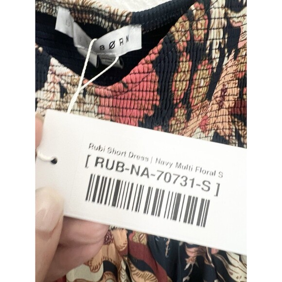 Baltic Born Floral Chiffon Mini Dress Smocked Cottagecore Whimsigoth S New - Picture 6 of 10